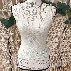 Brandy Melville crochet ivory top